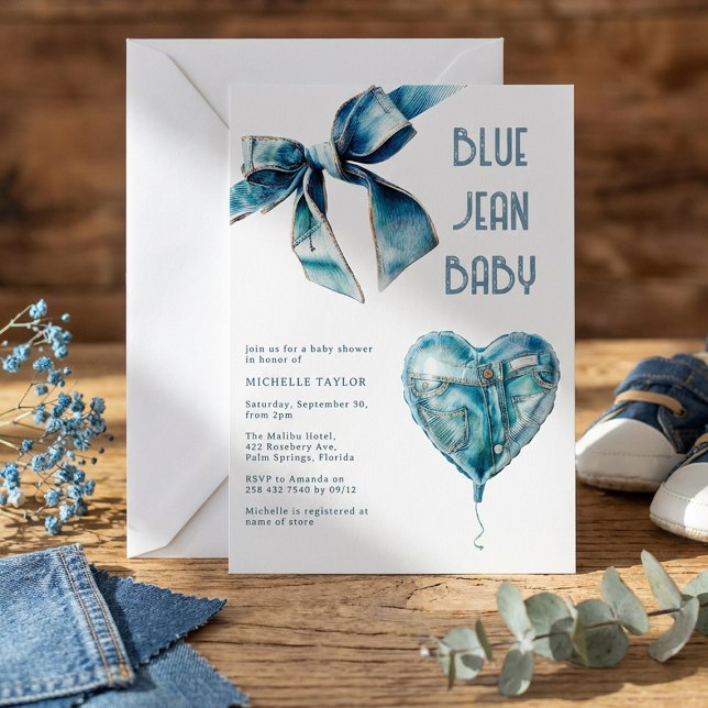 Invitation Bébé en Jean Bleu Baby Shower (Créateur téléchargé)