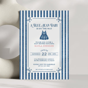 Invitation Bébé en Jean Bleu Fête Prénatale Fille Sudiste à R