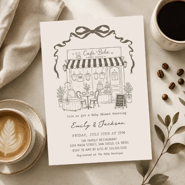 Invitation Bébé en préparation Bébé Café Café Baby Shower (Créateur téléchargé)