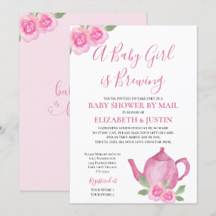 Invitation Bébé en préparation Théière rose Baby Shower par c