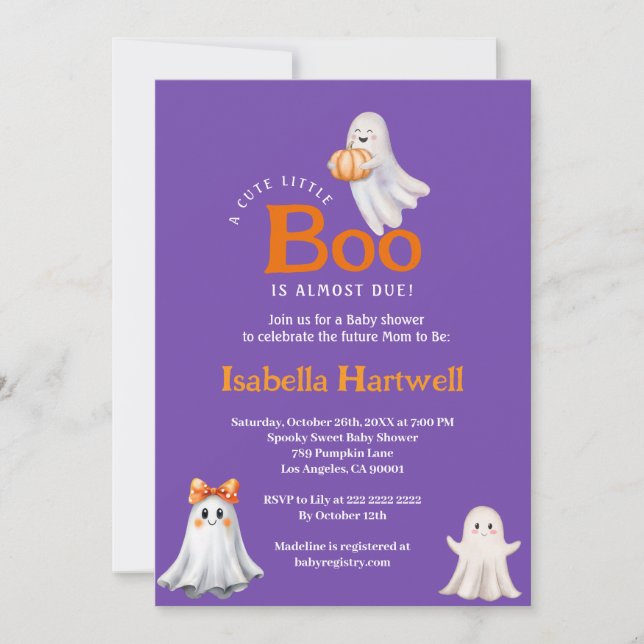 Invitation Bébé en route - Baby shower Halloween (Devant)