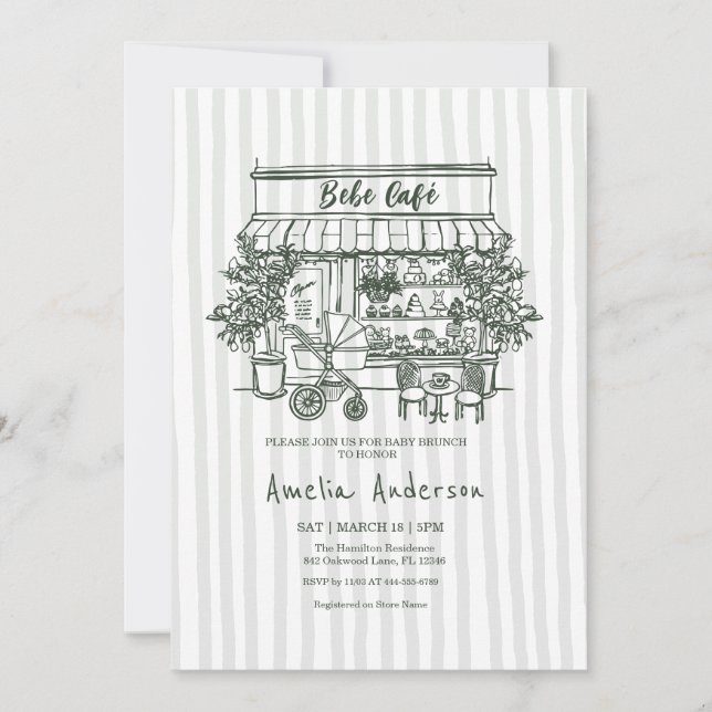 Invitation Bébé en route, Baby shower thème Café à la maison (Devant)