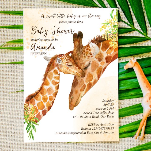 Invitation Bébé en route bébé girafe et maman shower bébé (Créateur téléchargé)