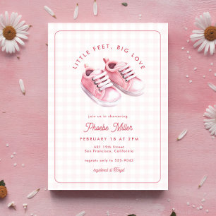 Invitation Bébé En vichy Baskets Baby shower rose