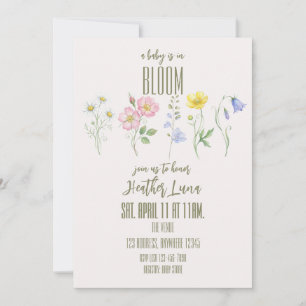 Invitation Bébé est en fleurs, Fleurs uniques Baby Shower