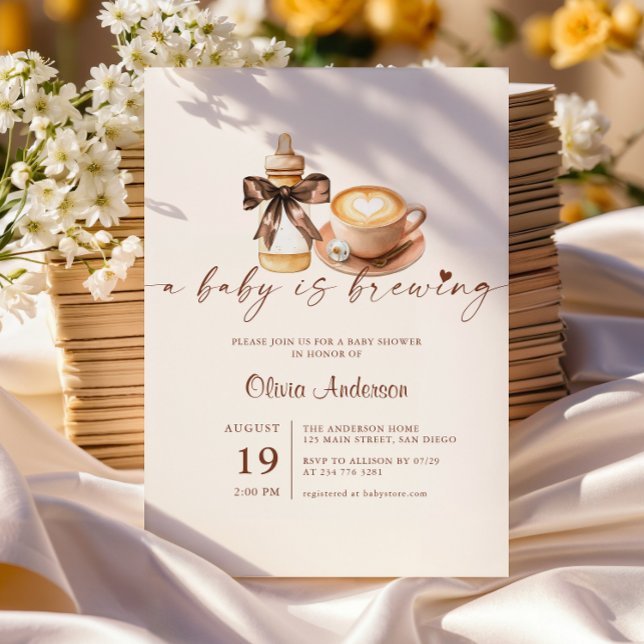 Invitation Bébé est en train de brasser du café Fête de bébé  (Créateur téléchargé)