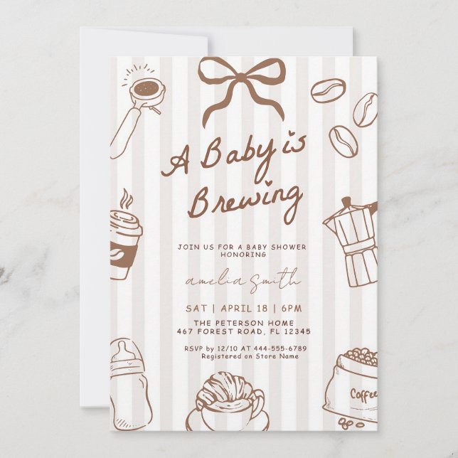 Invitation Bébé est en train de brasser la douche de café des (Devant)