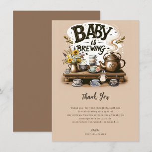 Invitation Bébé est en train de brasser Théière rustique Pêch