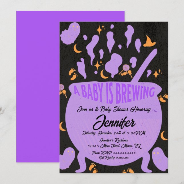 Invitation Bébé est en train de brasser une Baby Shower Rétro (Devant / Derrière)