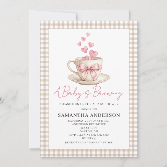 Invitation Bébé est en train de préparer du café Baby Shower  (Devant)