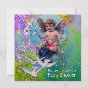 Invitation BÉBÉ FAIRY AVEC DES POIDS À SPARKLES Champagne Jau