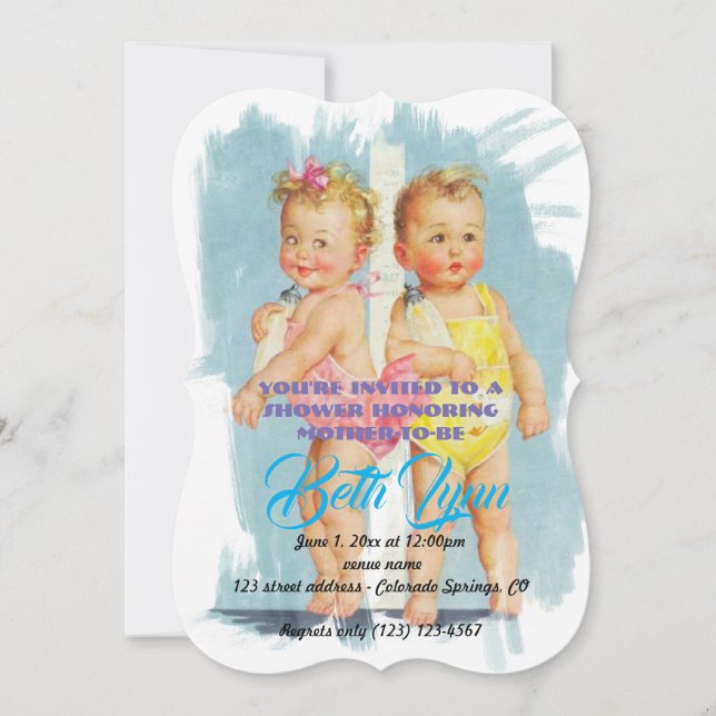 Invitation Bébé Fête Bébés Fête Destinée Destinée (Devant)