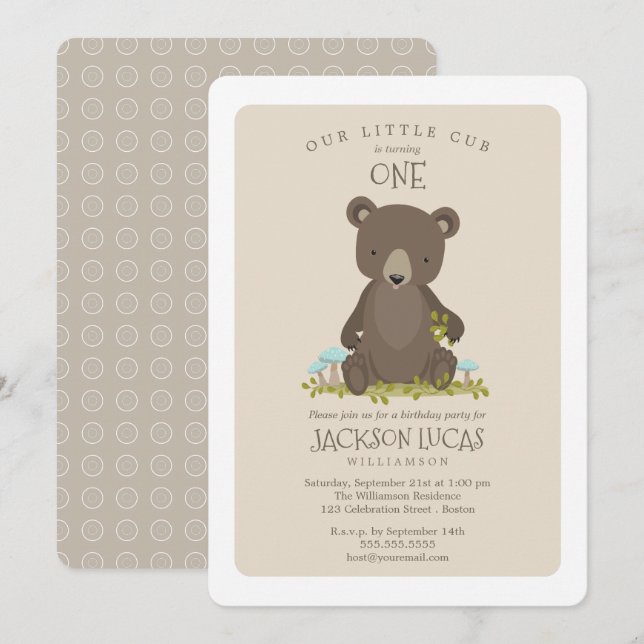 Invitation Bébé fête d'anniversaire de peu d'enfant de CUB (Devant / Derrière)