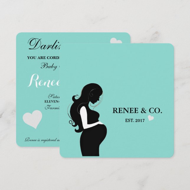 Invitation Bébé Fête de la douche Glam (Devant / Derrière)