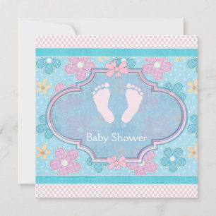 Invitation Bébé Fille aux Pieds Roses Baby Shower