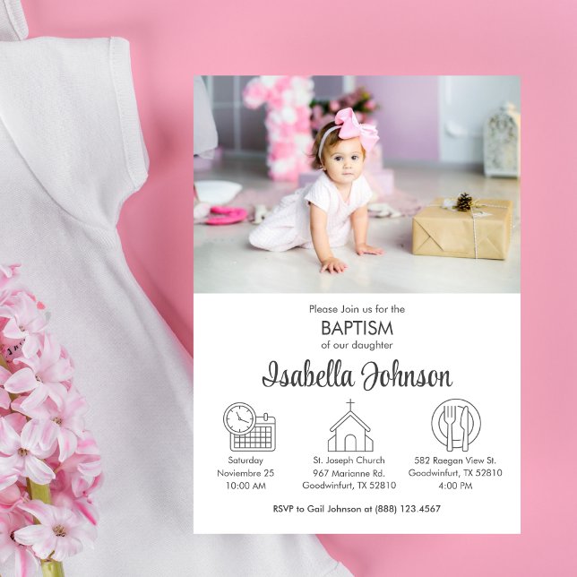 Invitation Bébé fille Bautizo Invitacion mignon Baptême moder (Créateur téléchargé)