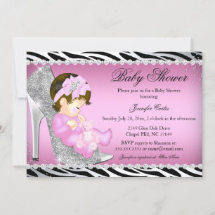 Invitation Bébé Fille Chaussure à Paillettes Baby Shower B