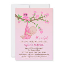 Bébé fille dans l'arbre, rose, Baby shower