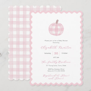 Invitation Bébé Fille Douce Fête de Naissance Citrouille Rose