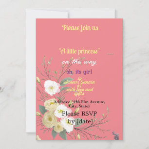 Invitation BÉBÉ-fille DOUCHE rose FLORAL ART