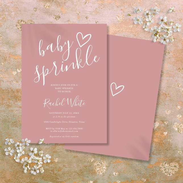 Invitation Bébé Fille Dusty Rose Baby Sprinkle Shower (Dusty Rose Baby Girl Baby Sprinkle Shower Invitation)