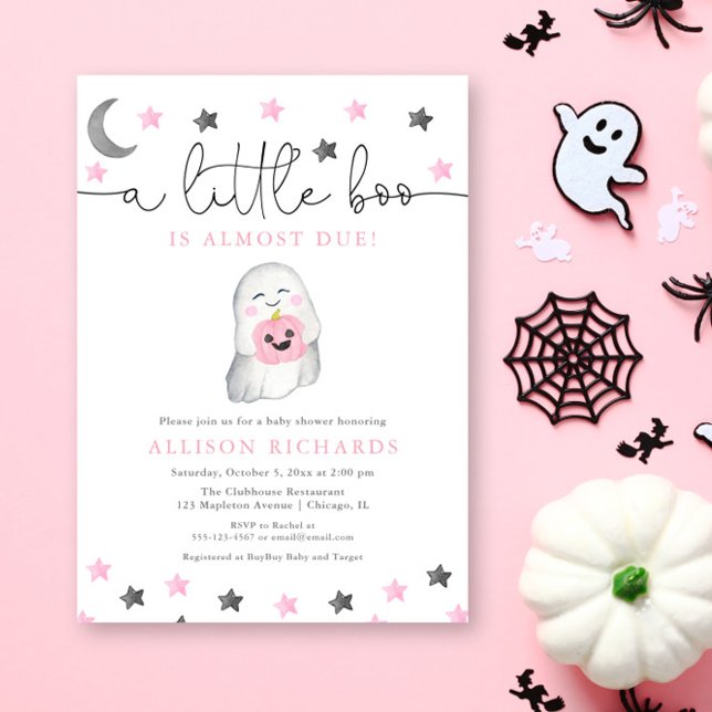 Invitation Bébé fille halloween tomber baby shower fantôme mi (Créateur téléchargé)