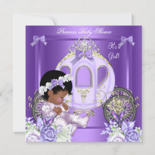 Invitation Bébé Fille Lavande Afro-Américaine Baby Shower 5A
