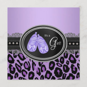 Invitation Bébé Fille Lavande Violet Léopard Shower