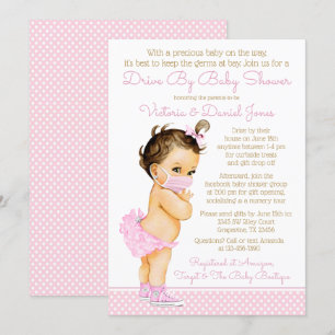Invitation Bébé Fille Mignonne Avec Masque Drive By Baby Show