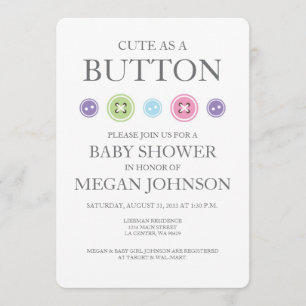 Invitation Bébé fille mignonne comme un bouton douche Invitat