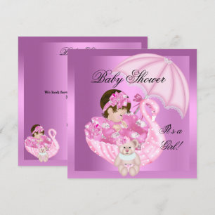 Invitation Bébé fille mignonne pour baby shower Bébé rose cyg