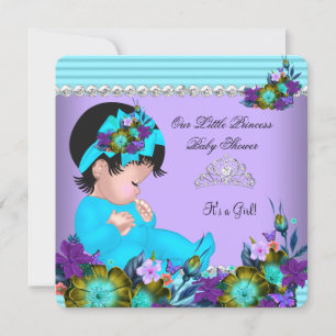 Invitation Bébé Fille Mignonne Shower Salle Bleu Violet