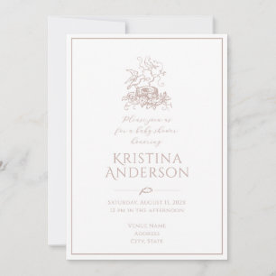 Invitation Bébé Fille Nid d'oiseau QR Code Baby shower Invita