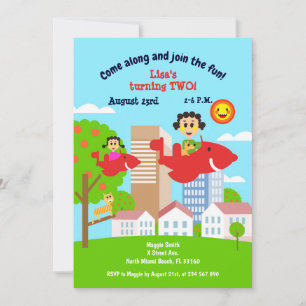 Invitation Bébé fille passe avec maman fête de deuxième anniv