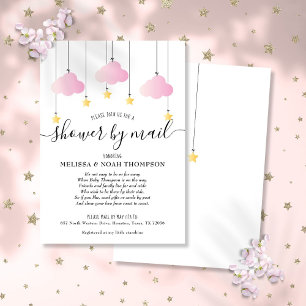 Invitation Bébé Fille Rose Bain à Distance Par Courrier