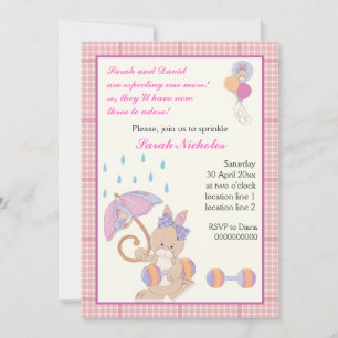 Invitation Bébé fille saupoudrer la frontière rose plaid