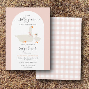 Invitation Bébé fille soyeux oie sur le Baby shower de la per
