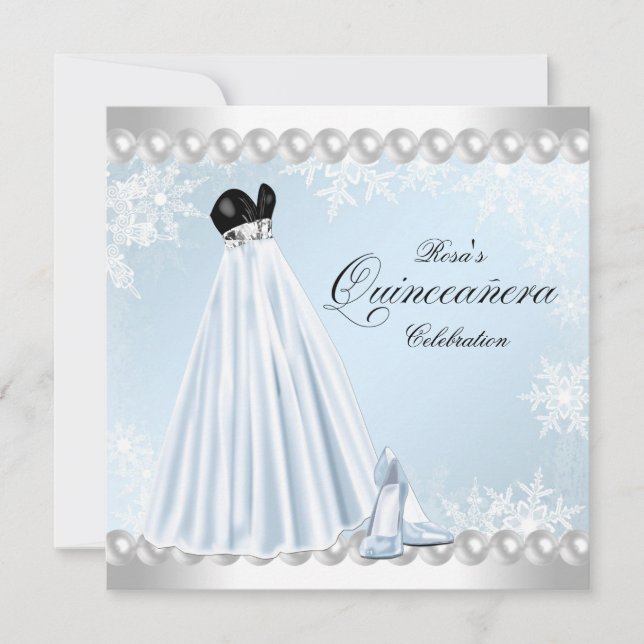 Invitation Bébé Fléau de neige bleu Quinceanera (Devant)