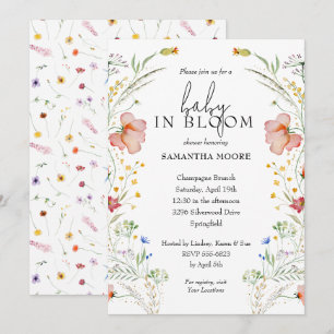 Invitation Bébé fleur sauvage dans douche en fleurs