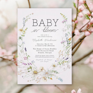 Invitation Bébé fleur sauvage dans le Baby shower en fleurs