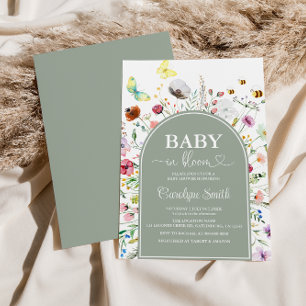 Invitation Bébé fleur sauvage en Bloom Sage Baby shower vert