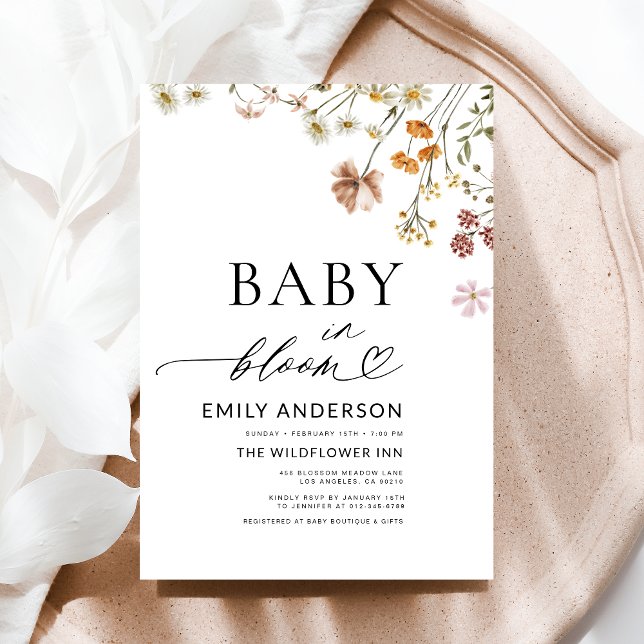 Invitation Bébé fleur sauvage en Fleur Baby shower en terre c (Créateur téléchargé)