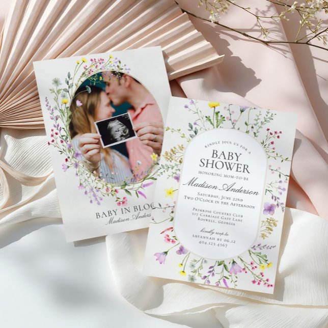 Invitation Bébé fleur sauvage en Fleur Baby shower floral (Créateur téléchargé)