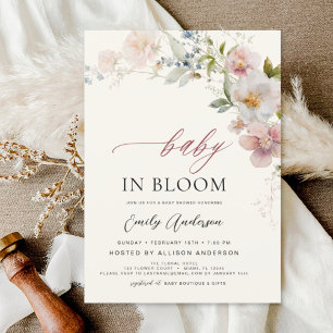 Invitation Bébé fleur sauvage en Fleur Baby shower Floral
