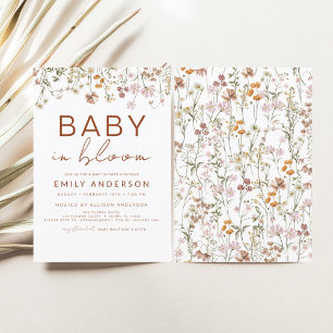 Invitation Bébé fleur sauvage en Fleur Baby shower Jardin