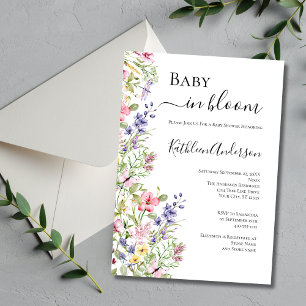 Invitation Bébé fleur sauvage En Fleur Baby shower rose viole