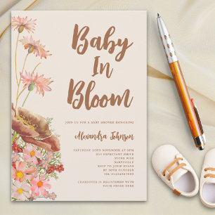 Invitation Bébé Fleur Sauvage en Fleur Fête Prénatale d'Autom
