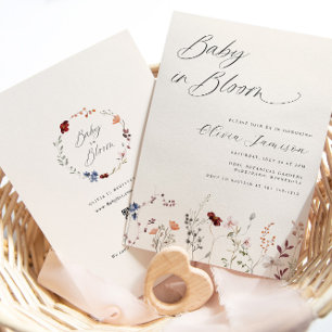 Invitation Bébé Fleur Sauvage en Fleur Fête Prénatale Florale