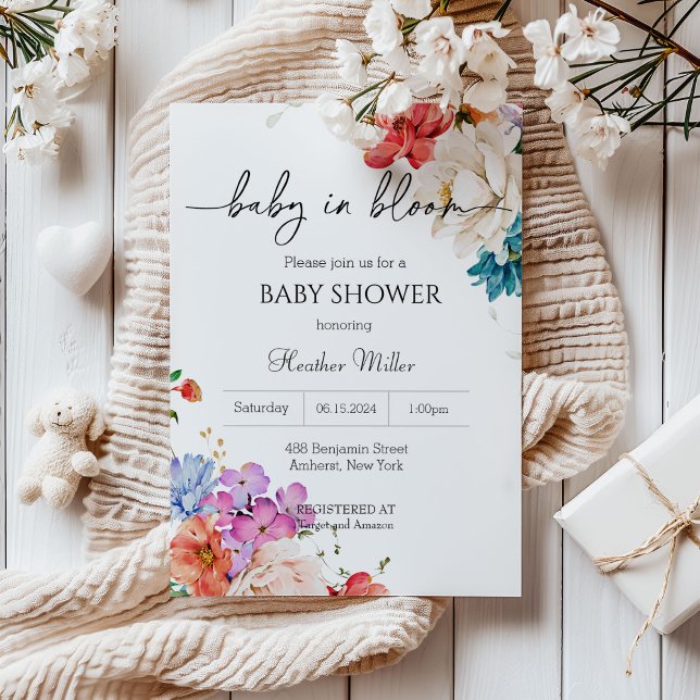 Invitation Bébé Fleur Sauvage en Fleur Shower de Naissance (Créateur téléchargé)