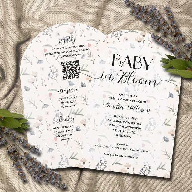 Invitation Bébé fleur sauvage en fleur tout en une douche (Wildflower Baby in Bloom All in One Shower Invitations)